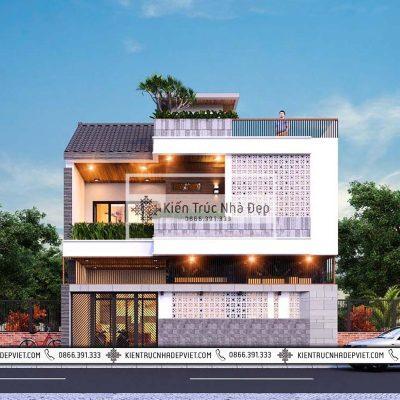 Mẫu nhà phố 3 tầng 7.4x10m 3 phòng ngủ