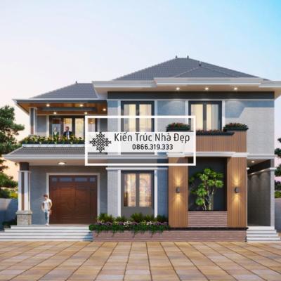 Nhà ở 2 tầng 3 phòng ngủ 8x13m mái Nhật