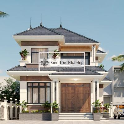 Mẫu nhà 2 tầng 5 phòng ngủ 8x14m