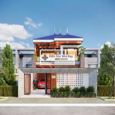 Nhà phố 2 tầng 8x15m 3 phòng ngủ mái Nhật hiện đại