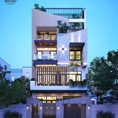 Thiết Kế Nhà Phố Độc Đáo 4 Tầng Mặt Tiền 8m