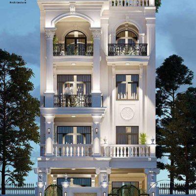 Thiết Kế Nhà Biệt Thự Phố Tân Cổ Điển 4 Tầng