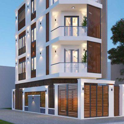 Thiết Kế Nhà Phố 2 Mặt Tiền Đẹp 4 Tầng