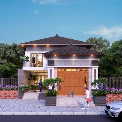 Mẫu Nhà Phố 2 Tầng 8x12m 3 Phòng Ngủ