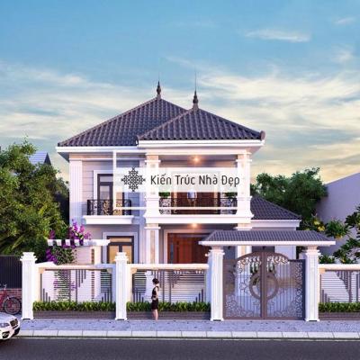 Mẫu nhà 2 tầng 6 phòng ngủ 14x13m