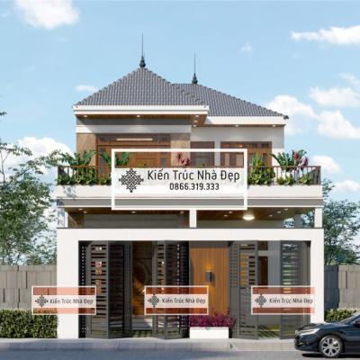 Mẫu Nhà Phố 2 Tầng 8x14m mái Nhật