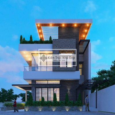 Mẫu nhà 3 tầng + Hầm 4 phòng ngủ 8x16m