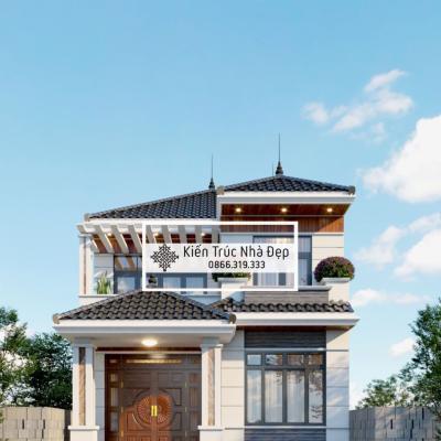 Mẫu nhà 2 tầng mái nhật 8x14m – 4 phòng ngủ