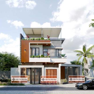 Mẫu nhà phố 3 tầng 8x13m có sân thượng