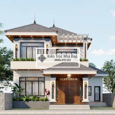 Nhà phố 8x12m 2 tầng 5 phòng ngủ mái Nhật