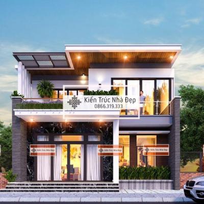 Mẫu nhà phố 2 tầng 8x11m hiện đại 3 phòng ngủ tiện nghi