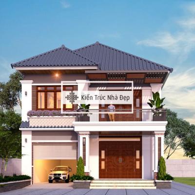 Mẫu nhà 2 tầng 4 phòng ngủ 9x13m