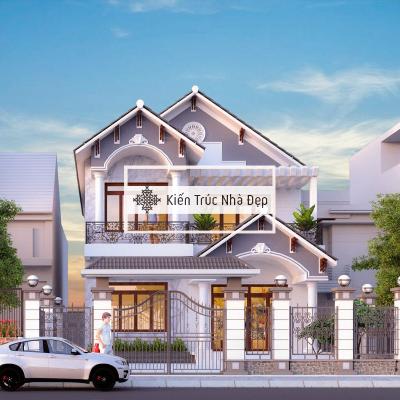 Mẫu Nhà 2 Tầng Mái Thái 9x14m Tân Cổ Điển Đẹp Trang Nhã