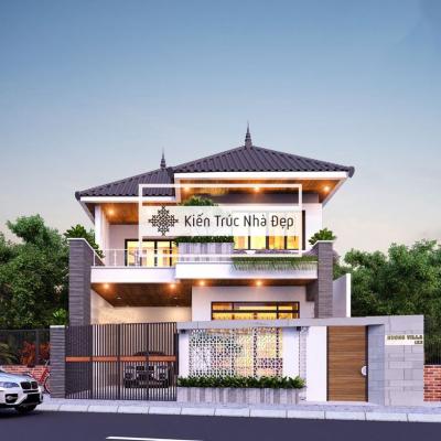 Mẫu nhà phố 2 tầng 3 phòng ngủ 9x31m mái Nhật