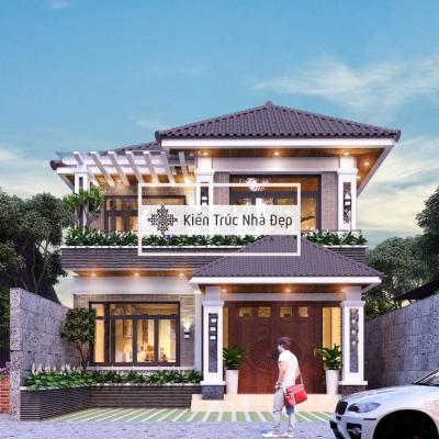 Mẫu nhà phố 2 tầng 5 phòng ngủ 8x15m