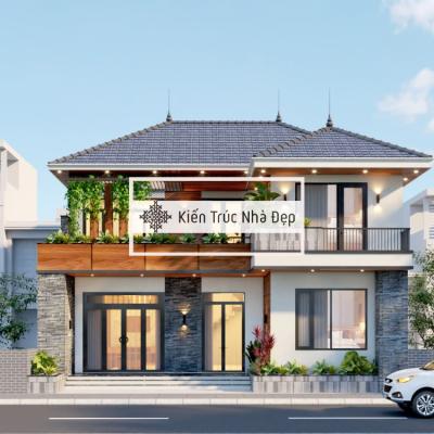 Mẫu nhà phố 2 tầng 11x9m 3 phòng ngủ