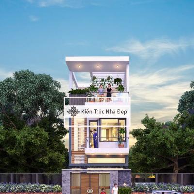 Mẫu nhà phố 3 tầng 5x23m 4 phòng ngủ có giếng trời