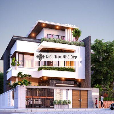 Mẫu nhà phố 3 tầng 8×12.5m 3 phòng ngủ