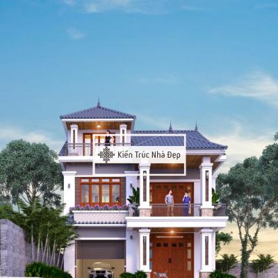 Nhà phố 3 tầng 9x14m – 4 phòng ngủ mái Nhật