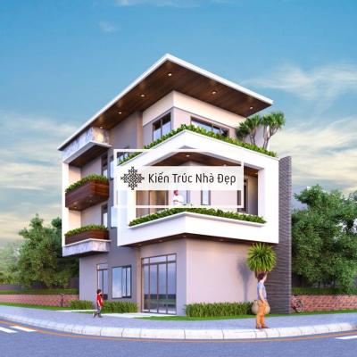 Mẫu nhà phố 3 tầng 2 mặt tiền 6x13m 3 phòng ngủ