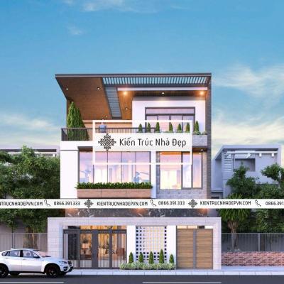 Mẫu nhà phố 3 tầng 12x20m 9 phòng ngủ