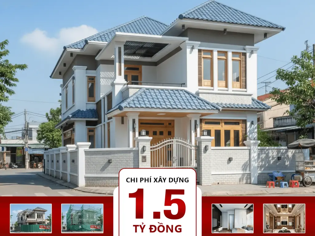 Mẫu nhà ở 2 tầng 5 phòng ngủ 10x15m
