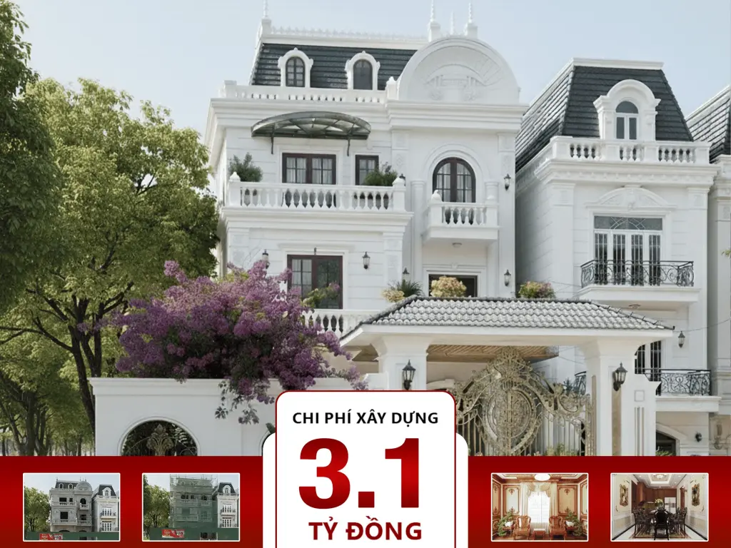 Biệt thự mini tân cổ điển 3 tầng kiểu Pháp