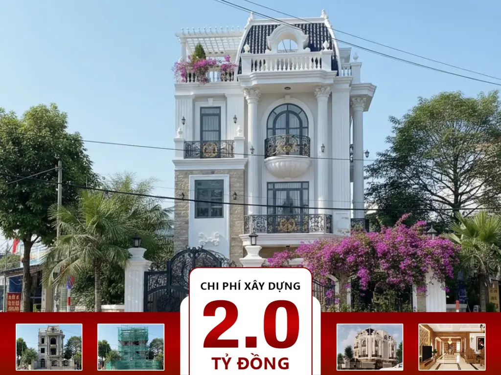 Mẫu Nhà Biệt Thự Kiểu Pháp 3 Tầng 8x16m