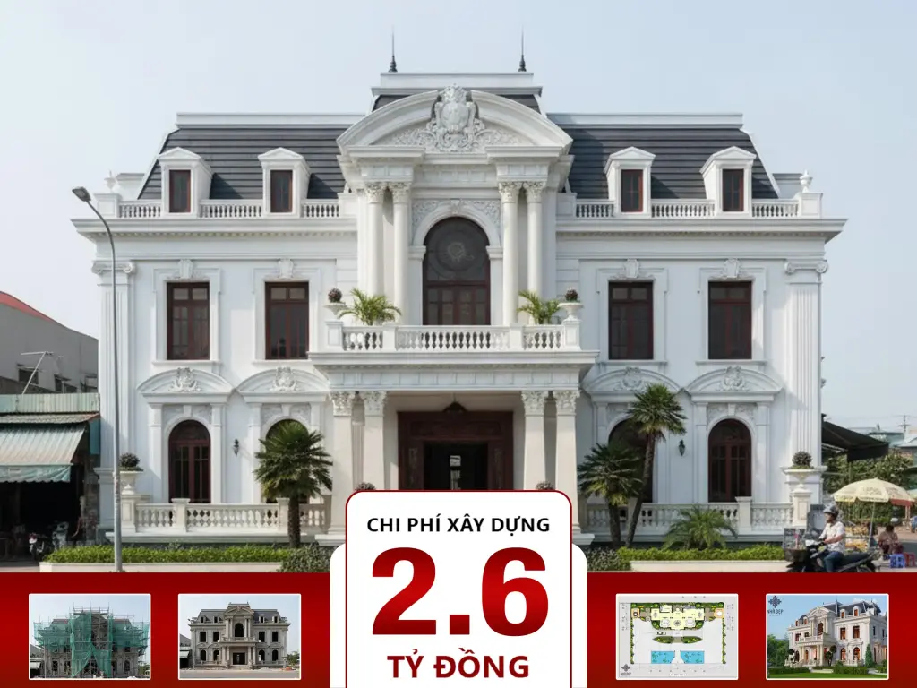 Biệt Thự Cổ Điển Kiểu Pháp 2 Tầng 12x18m