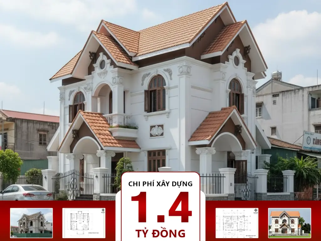 Biệt thự tân cổ điển mái Thái 2 tầng 9x12m