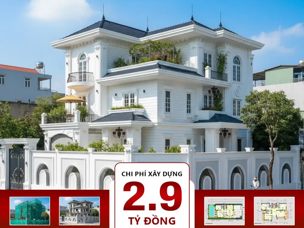 Biệt thự tân cổ điển 3 tầng kiểu Pháp 13x15m