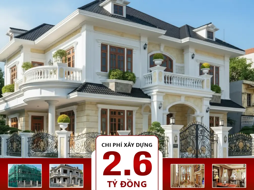 Biệt thự kiểu Pháp 2 tầng 25x20m