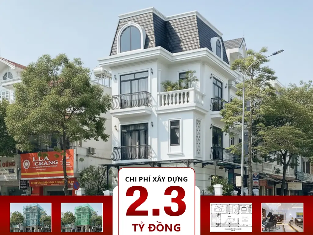 Biệt thự tân cổ điển 3 tầng mái Mansard 7x22m