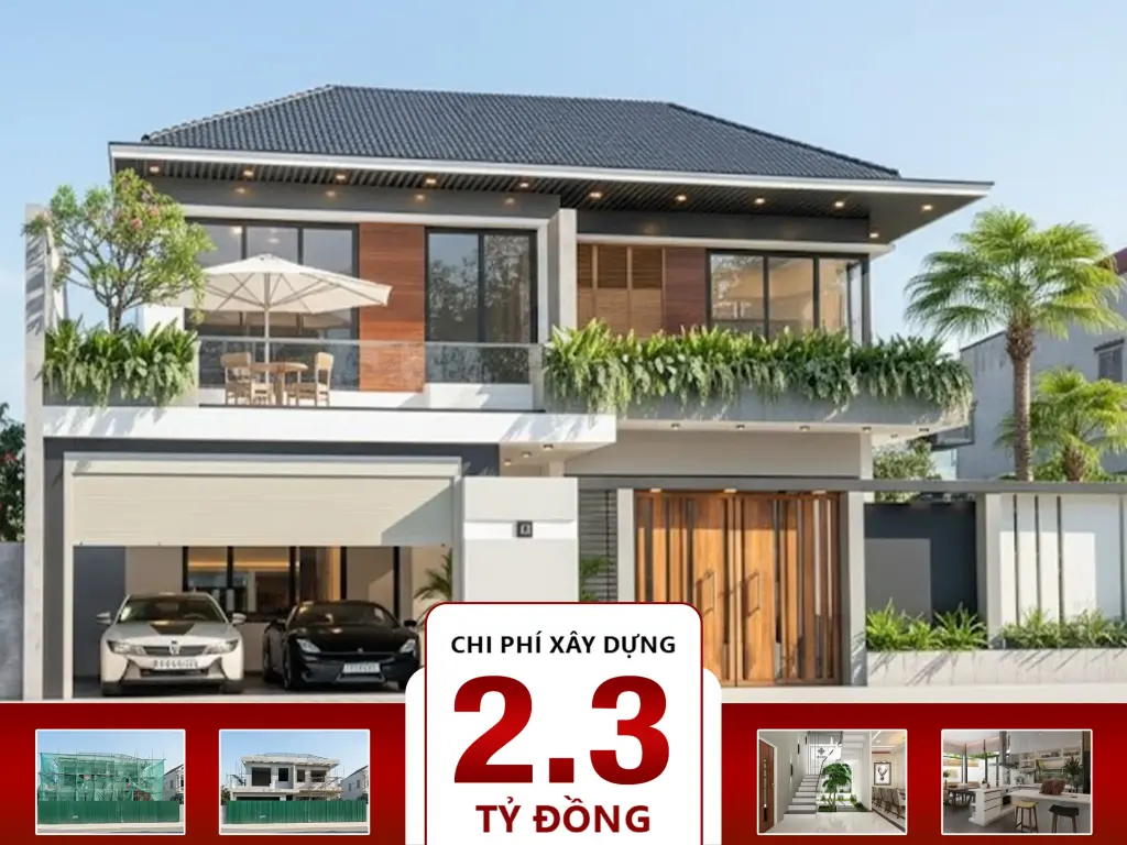 Biệt thự hiện đại 2 tầng mái Thái 10x21m