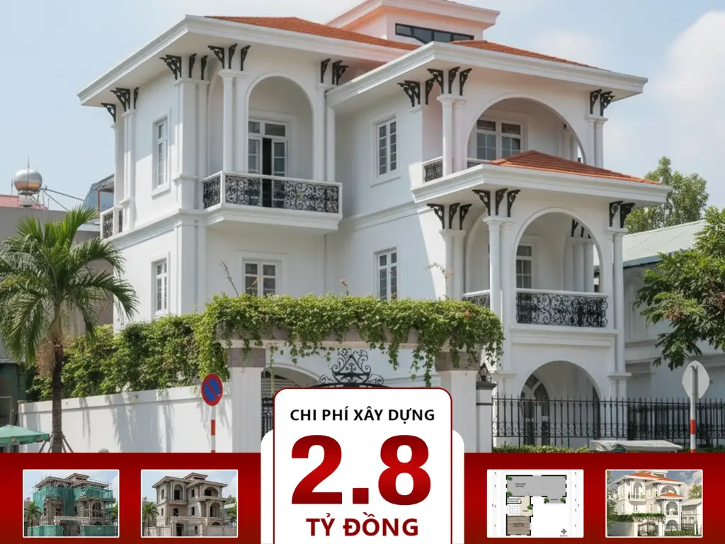 Biệt thự 3 tầng mái thái 14x14m 3 phòng ngủ