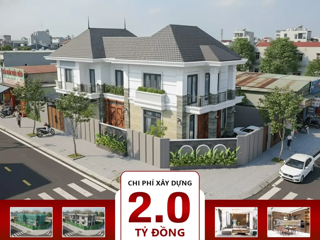 Biệt thự hiện 2 tầng mái Thái dốc 8x16m