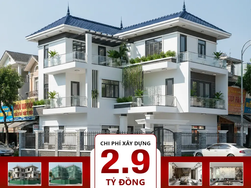 Biệt thự 3 tầng mái Thái 11x13m 4 phòng ngủ