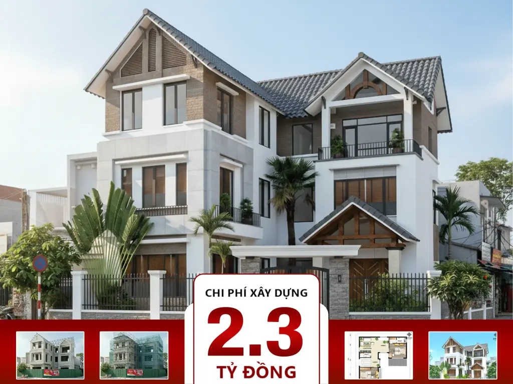 Biệt thự 3 tầng mái Thái 14x14m