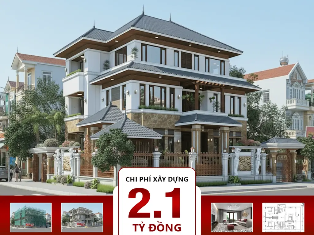 Biệt thự mái thái 3 tầng 6 phòng ngủ