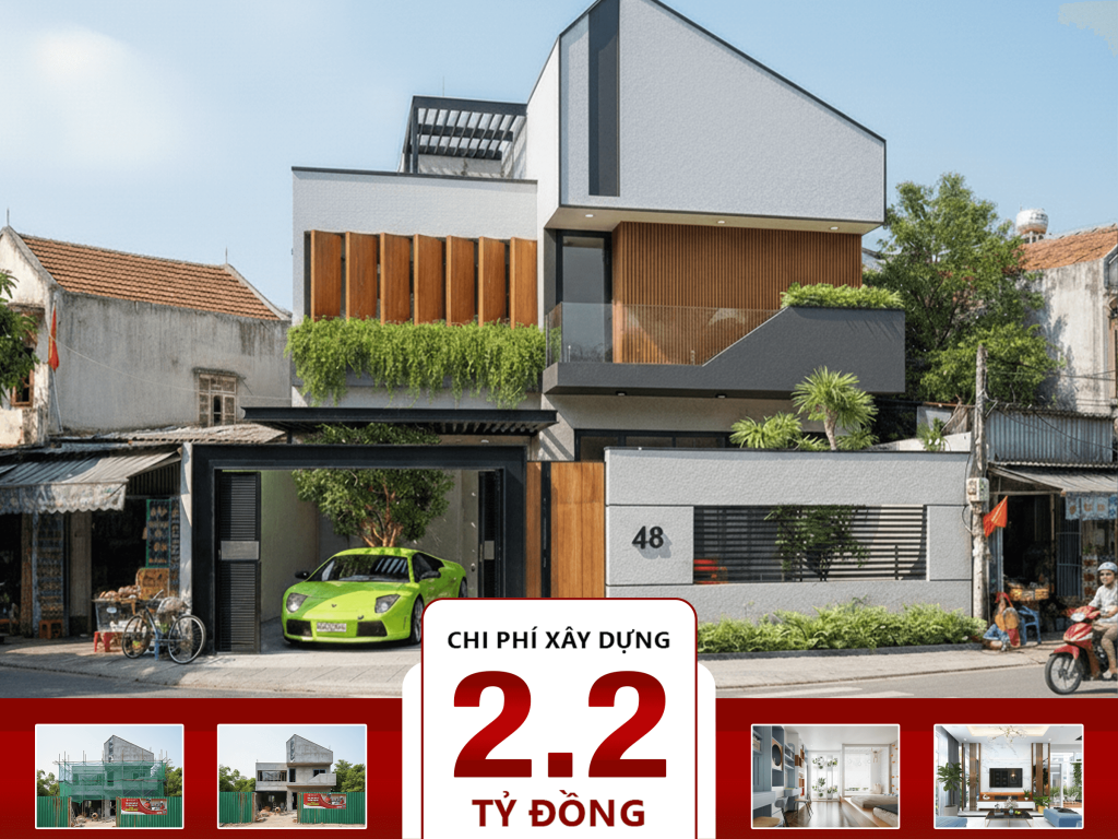 Biệt thự hiện đại 2 tầng 8x14m 5 phòng ngủ