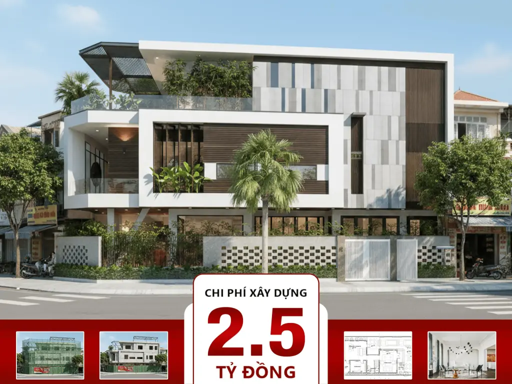 Biệt thự hiện đại 3 tầng 16x20m 5 phòng ngủ