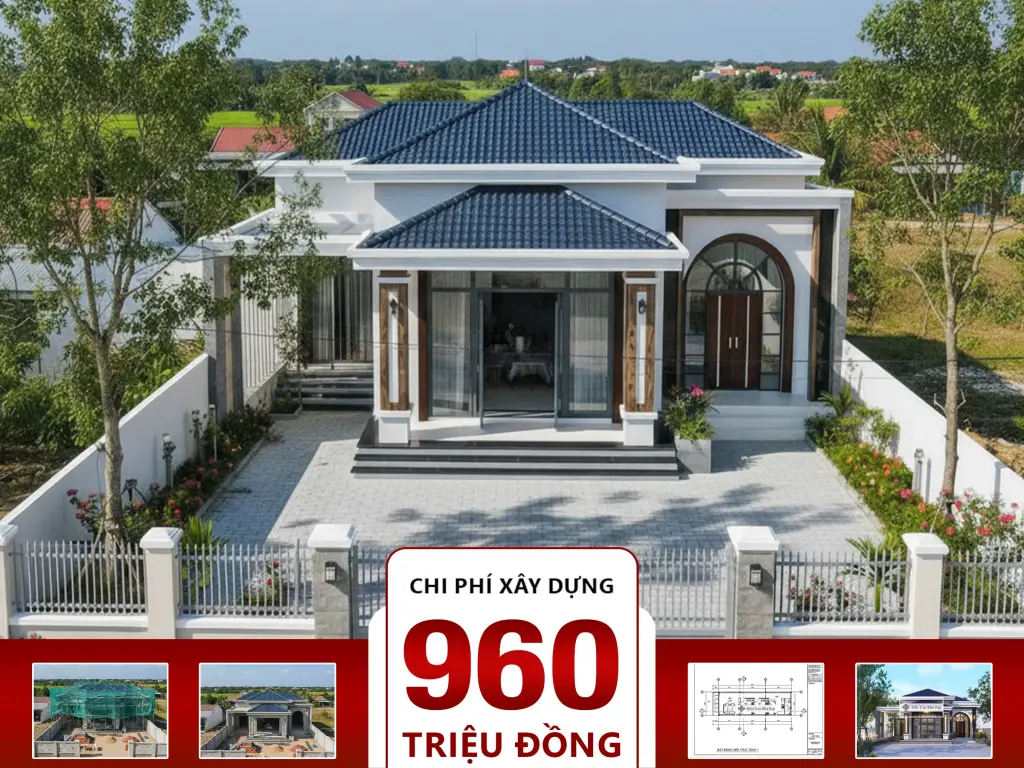 Nhà cấp 4 mái nhật 3 phòng ngủ 11x11m