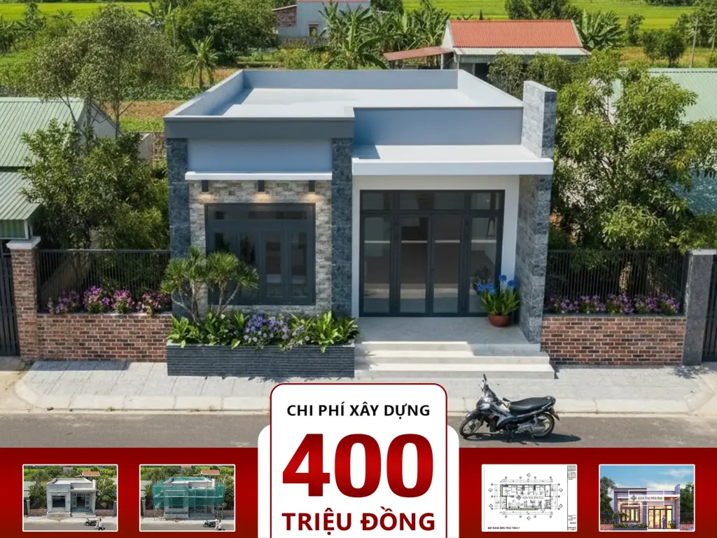 Nhà cấp 4 hiện đại 3 phòng ngủ 8x14m