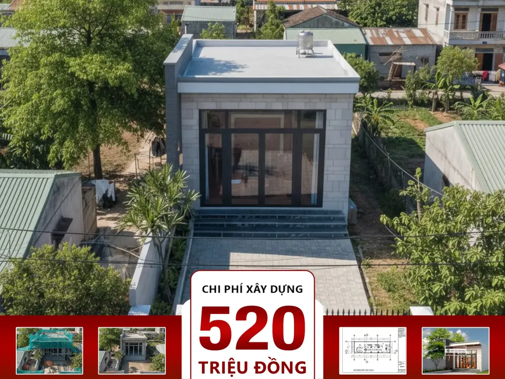 Nhà cấp hiện đại 2 phòng ngủ 4.5x17m