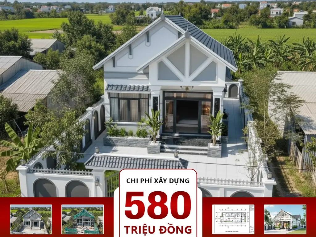 Nhà cấp 4 mái Thái 3 phòng ngủ 7.5x15m