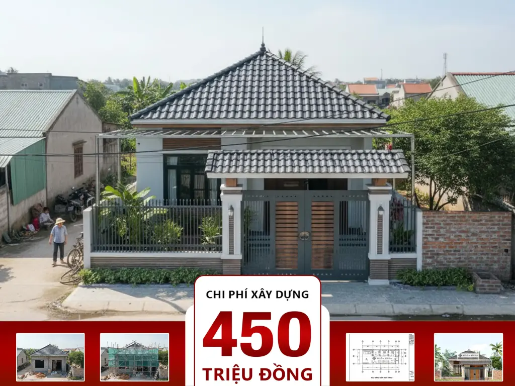 Nhà mái Nhật 2 phòng ngủ 8x21m
