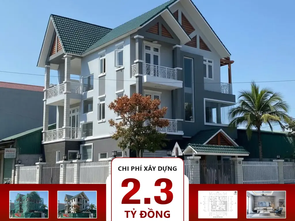 Biệt thự 3 tầng mái thái 4 phòng ngủ 11x12m