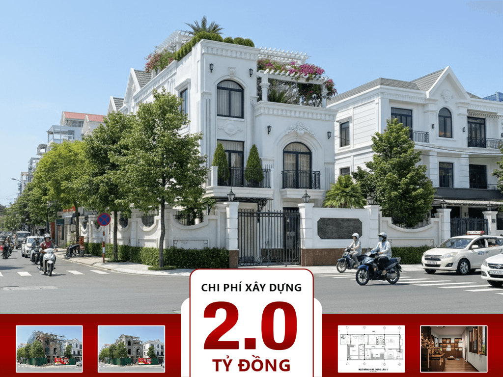 Biệt thự phố 3 tầng Tân cổ điển Pháp