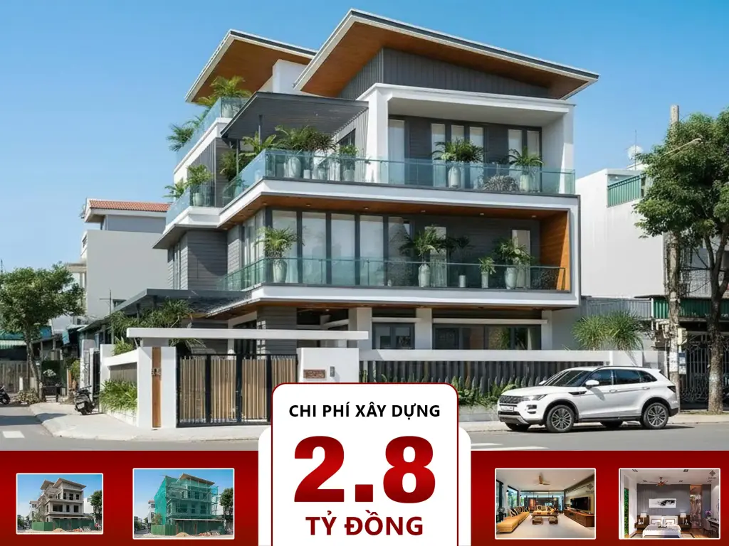 Biệt thự hiện đại 3 tầng 5 phòng ngủ 8x16m