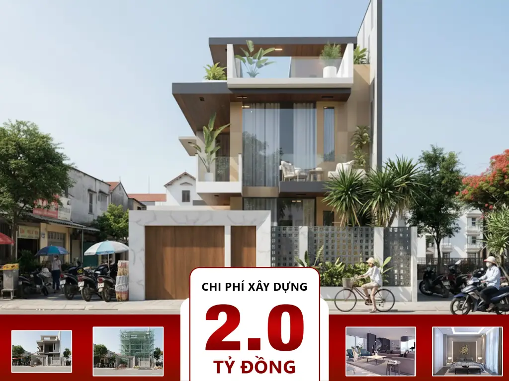 Biệt thự hiện đại 3 tầng 3 phòng ngủ 9x16m